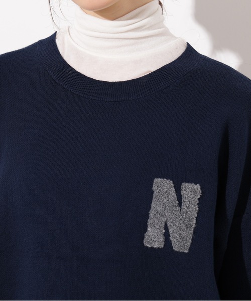 N.(N. Natural Beauty Basic)(エヌエヌナチュラルビューティーベーシック)の「スウェットライクロゴニット(ニット/セーター・レディース・ネイビー/ブルー/グレー・MEDIUM)」の10枚目の写真