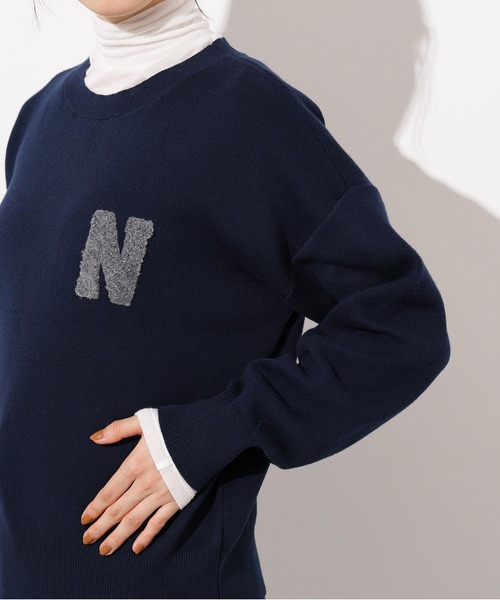N.(N. Natural Beauty Basic)(エヌエヌナチュラルビューティーベーシック)の「スウェットライクロゴニット(ニット/セーター・レディース・ネイビー/ブルー/グレー・MEDIUM)」の11枚目の写真