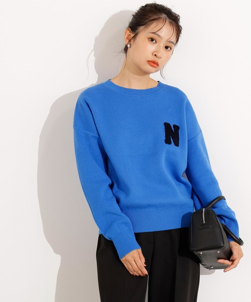 N.(N. Natural Beauty Basic)(エヌエヌナチュラルビューティーベーシック)の「スウェットライクロゴニット(ニット/セーター・レディース・ネイビー/ブルー/グレー・MEDIUM)」の14枚目の写真