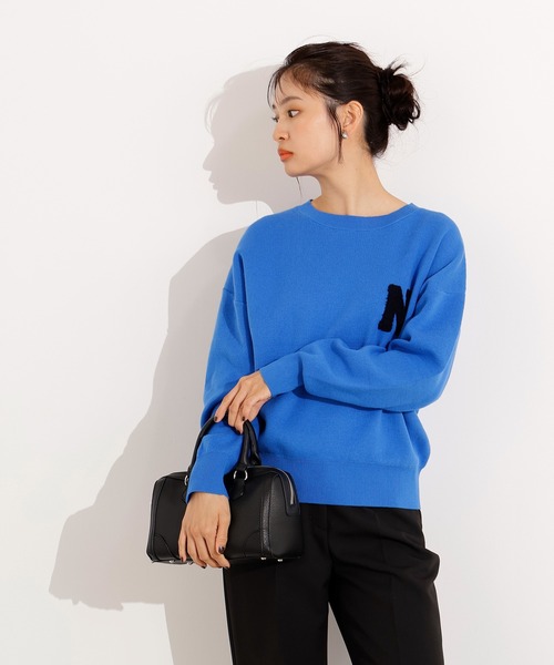 N.(N. Natural Beauty Basic)(エヌエヌナチュラルビューティーベーシック)の「スウェットライクロゴニット(ニット/セーター・レディース・ネイビー/ブルー/グレー・MEDIUM)」の15枚目の写真