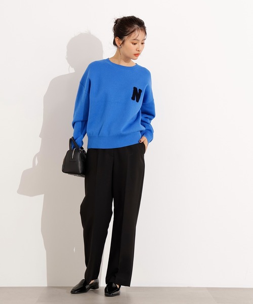 N.(N. Natural Beauty Basic)(エヌエヌナチュラルビューティーベーシック)の「スウェットライクロゴニット(ニット/セーター・レディース・ネイビー/ブルー/グレー・MEDIUM)」の4枚目の写真