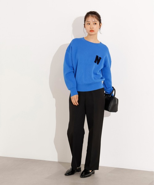 N.(N. Natural Beauty Basic)(エヌエヌナチュラルビューティーベーシック)の「スウェットライクロゴニット(ニット/セーター・レディース・ネイビー/ブルー/グレー・MEDIUM)」の5枚目の写真