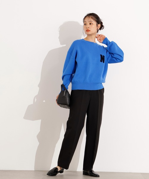 N.(N. Natural Beauty Basic)(エヌエヌナチュラルビューティーベーシック)の「スウェットライクロゴニット(ニット/セーター・レディース・ネイビー/ブルー/グレー・MEDIUM)」の7枚目の写真