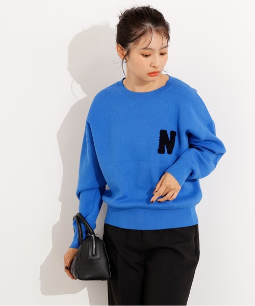 N.(N. Natural Beauty Basic)(エヌエヌナチュラルビューティーベーシック)の「スウェットライクロゴニット(ニット/セーター・レディース・ネイビー/ブルー/グレー・MEDIUM)」の8枚目の写真