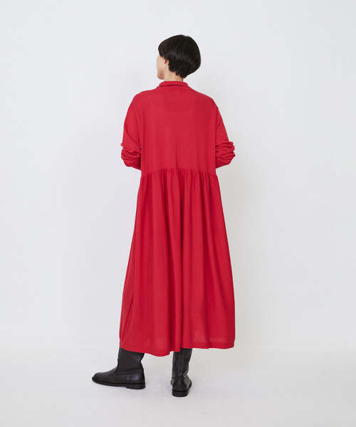 LOISIR（ロワズィール）の「ウール梳毛天竺ポロワンピース（ワンピース・レディース・レッド/グリーン/チャコールグレー・FREE）」の17枚目の写真