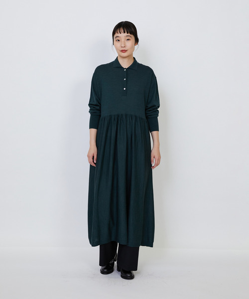 LOISIR（ロワズィール）の「ウール梳毛天竺ポロワンピース（ワンピース・レディース・レッド/グリーン/チャコールグレー・FREE）」の21枚目の写真