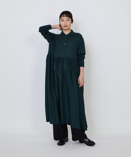 LOISIR（ロワズィール）の「ウール梳毛天竺ポロワンピース（ワンピース・レディース・レッド/グリーン/チャコールグレー・FREE）」の22枚目の写真