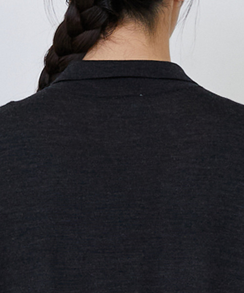 LOISIR（ロワズィール）の「ウール梳毛天竺ポロワンピース（ワンピース・レディース・レッド/グリーン/チャコールグレー・FREE）」の7枚目の写真