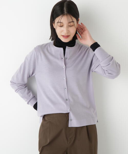 human woman(ヒューマンウーマン)の「◆ハイツイストウールクルーネックカーディガン(カーディガン/ボレロ・レディース・ブラウン系その他/パープル/ネイビー・MEDIUM)」の3枚目の写真