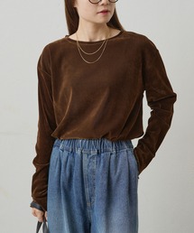 PUAL CE CIN | ナイロンチュールベロアクルーネックカットソー(Tシャツ/カットソー)