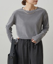 PUAL CE CIN | ナイロンチュールベロアクルーネックカットソー(Tシャツ/カットソー)