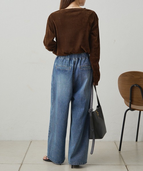 PUAL CE CIN（ピュアルセシン）の「ナイロンチュールベロアクルーネックカットソー（Tシャツ/カットソー・レディース・アイボリー/ブラウン/ライトグレー・FREE）」の15枚目の写真