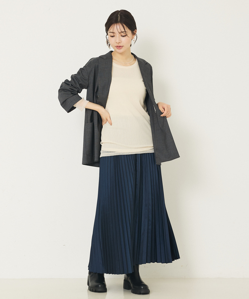 abahouse mavie（アバハウスマヴィ）の「ラメチュールロンT（Tシャツ/カットソー・レディース・チャコールグレー/アイボリー・フリー）」の3枚目の写真