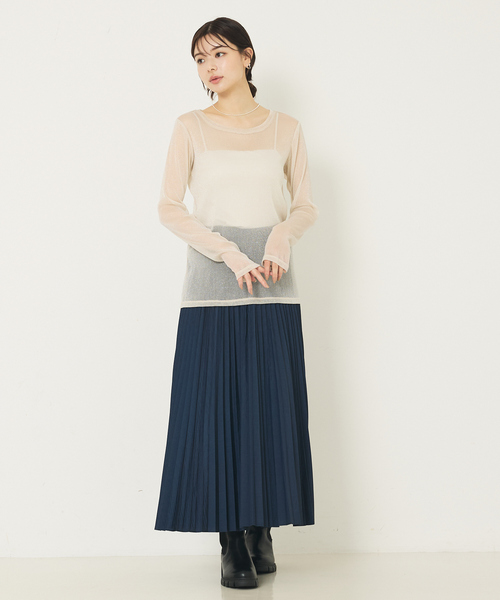 abahouse mavie（アバハウスマヴィ）の「ラメチュールロンT（Tシャツ/カットソー・レディース・チャコールグレー/アイボリー・フリー）」の4枚目の写真