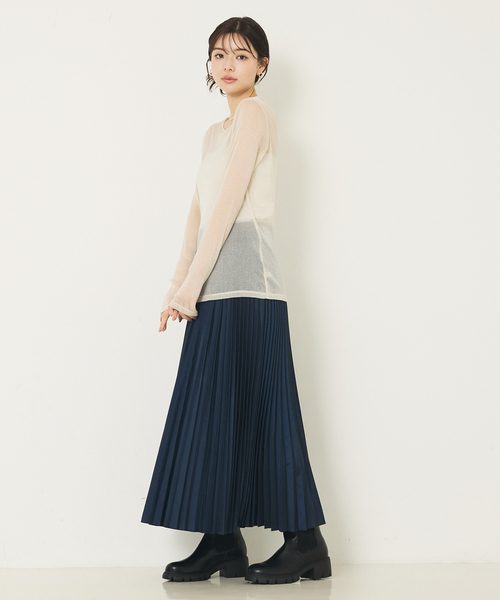 abahouse mavie（アバハウスマヴィ）の「ラメチュールロンT（Tシャツ/カットソー・レディース・チャコールグレー/アイボリー・フリー）」の5枚目の写真