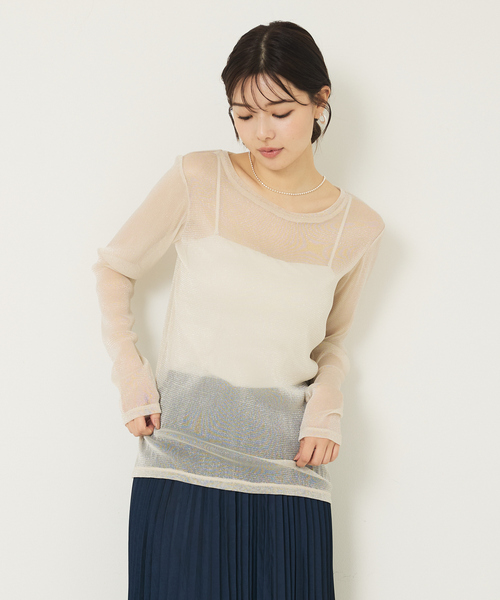 abahouse mavie（アバハウスマヴィ）の「ラメチュールロンT（Tシャツ/カットソー・レディース・チャコールグレー/アイボリー・フリー）」の7枚目の写真