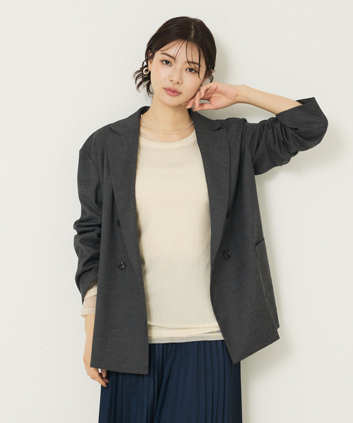 abahouse mavie（アバハウスマヴィ）の「ラメチュールロンT（Tシャツ/カットソー・レディース・チャコールグレー/アイボリー・フリー）」の8枚目の写真