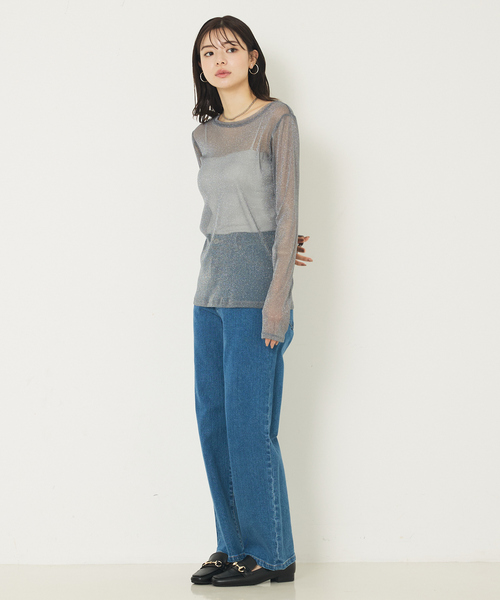 abahouse mavie（アバハウスマヴィ）の「ラメチュールロンT（Tシャツ/カットソー・レディース・チャコールグレー/アイボリー・フリー）」の11枚目の写真