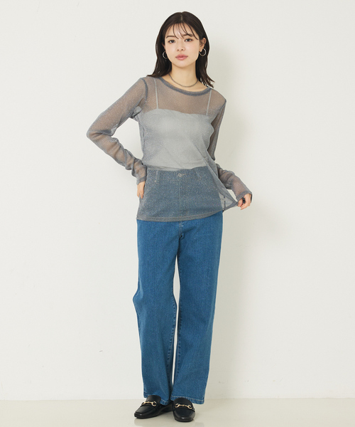 abahouse mavie（アバハウスマヴィ）の「ラメチュールロンT（Tシャツ/カットソー・レディース・チャコールグレー/アイボリー・フリー）」の12枚目の写真