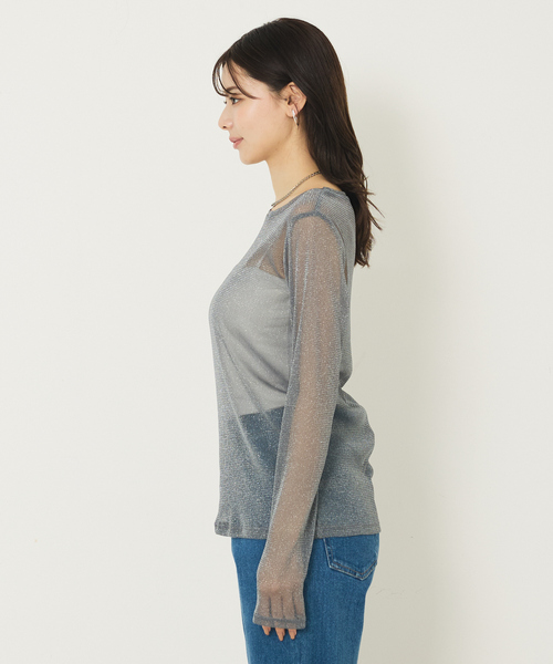 abahouse mavie（アバハウスマヴィ）の「ラメチュールロンT（Tシャツ/カットソー・レディース・チャコールグレー/アイボリー・フリー）」の18枚目の写真