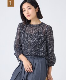 【L】【ウォッシャブル】ドットクレープブラウス