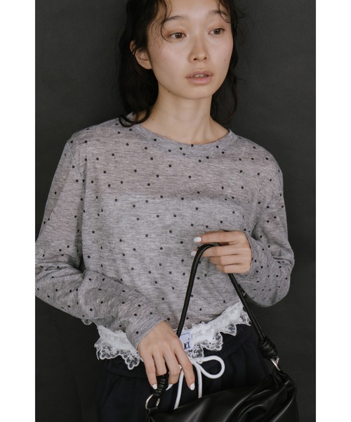 duei(デュイ)の「ドットベーシックロングスリーブTシャツ(Tシャツ/カットソー・レディース・ベージュ/グレー/ホワイト・FREE)」の2枚目の写真