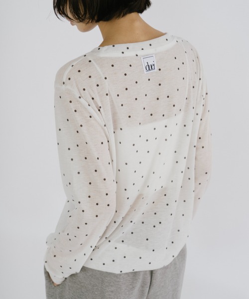 duei(デュイ)の「ドットベーシックロングスリーブTシャツ(Tシャツ/カットソー・レディース・ベージュ/グレー/ホワイト・FREE)」の1枚目の写真