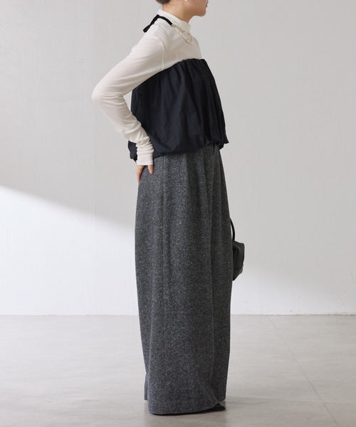 COLLAGE GALLARDAGALANTE（コラージュガリャルダガランテ）の「ツイードタックワイドパンツ（デニムパンツ・レディース・ベージュ/ブラック・FREE）」の16枚目の写真