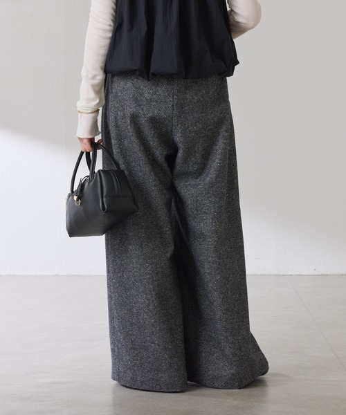 COLLAGE GALLARDAGALANTE（コラージュガリャルダガランテ）の「ツイードタックワイドパンツ（デニムパンツ・レディース・ベージュ/ブラック・FREE）」の12枚目の写真