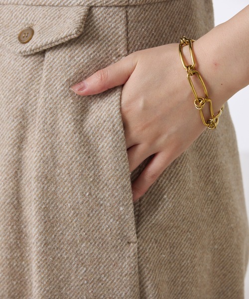 COLLAGE GALLARDAGALANTE（コラージュガリャルダガランテ）の「ツイードタックワイドパンツ（デニムパンツ・レディース・ベージュ/ブラック・FREE）」の7枚目の写真