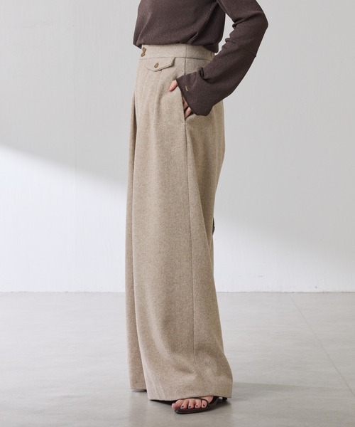 COLLAGE GALLARDAGALANTE（コラージュガリャルダガランテ）の「ツイードタックワイドパンツ（デニムパンツ・レディース・ベージュ/ブラック・FREE）」の19枚目の写真