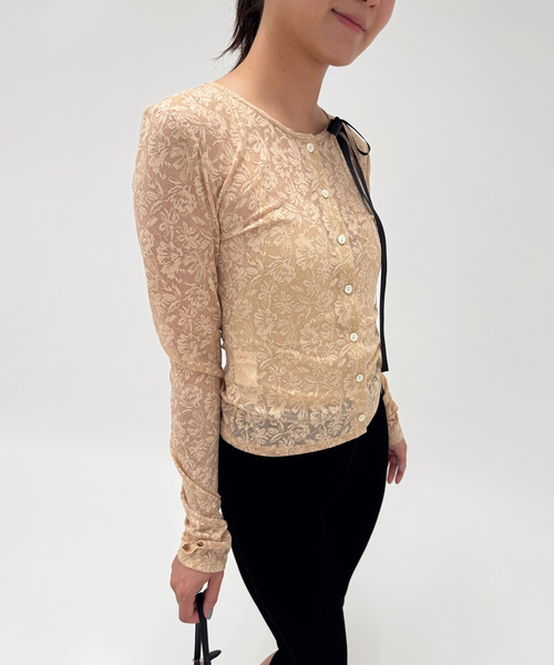 EDIT. FOR LULU（エディットフォールル）の「【YUHAN WANG/ユハン ワン】floral jacquard cardigan（カーディガン/ボレロ・レディース・ベージュ・FREE）」の3枚目の写真