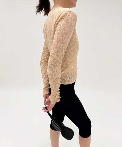 EDIT. FOR LULU（エディットフォールル）の「【YUHAN WANG/ユハン ワン】floral jacquard cardigan（カーディガン/ボレロ・レディース・ベージュ・FREE）」の4枚目の写真