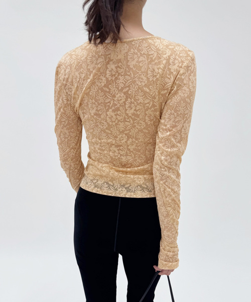 EDIT. FOR LULU（エディットフォールル）の「【YUHAN WANG/ユハン ワン】floral jacquard cardigan（カーディガン/ボレロ・レディース・ベージュ・FREE）」の5枚目の写真