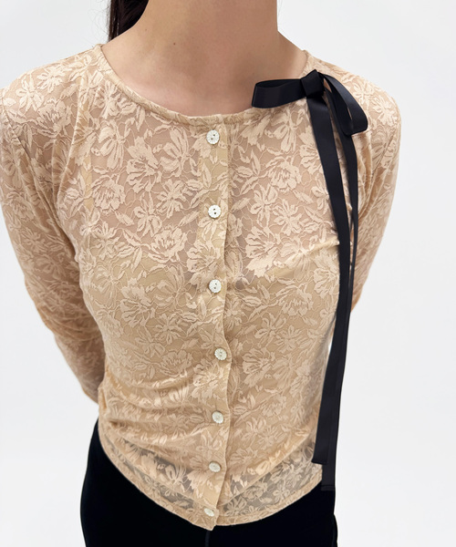 EDIT. FOR LULU（エディットフォールル）の「【YUHAN WANG/ユハン ワン】floral jacquard cardigan（カーディガン/ボレロ・レディース・ベージュ・FREE）」の6枚目の写真