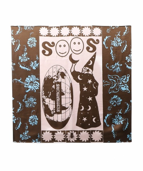 ESTNATION（エストネーション）の「ESTNATION / プリント シルクスカーフ《ESTNATION EXCLUSIVE》（ストール/ショール・レディース・クリアブラウン/カリビアンブルー・FREE）」の4枚目の写真