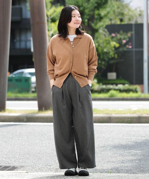 EKAL（エカル）の「ウールハイゲージニットカーディガン（カーディガン/ボレロ・レディース・ブラック/グレー/ベージュ・ONE）」の5枚目の写真