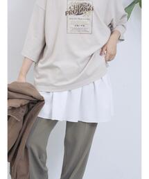 Samansa Mos2 blue | ペプラムロングタンクトップ(Tシャツ/カットソー)