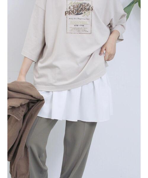 Samansa Mos2 blue（サマンサモスモスブルー）の「ペプラムロングタンクトップ（Tシャツ/カットソー・レディース・ブラック/オフホワイト/ホワイト・F）」の2枚目の写真