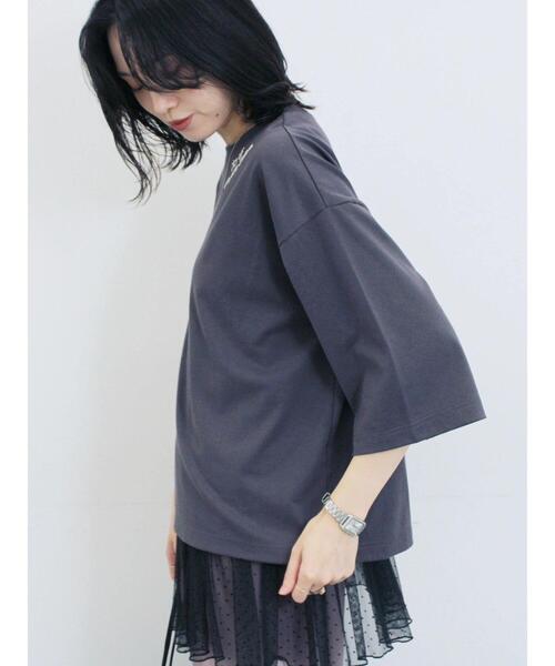 Samansa Mos2 blue（サマンサモスモスブルー）の「ペプラムロングタンクトップ（Tシャツ/カットソー・レディース・ブラック/オフホワイト/ホワイト・F）」の3枚目の写真