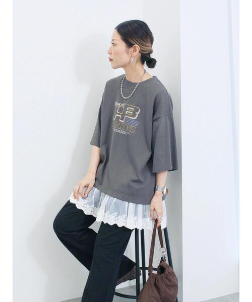 Samansa Mos2 blue（サマンサモスモスブルー）の「ペプラムロングタンクトップ（Tシャツ/カットソー・レディース・ブラック/オフホワイト/ホワイト・F）」の13枚目の写真