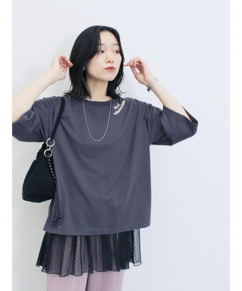 Samansa Mos2 blue（サマンサモスモスブルー）の「ペプラムロングタンクトップ（Tシャツ/カットソー・レディース・ブラック/オフホワイト/ホワイト・F）」の20枚目の写真