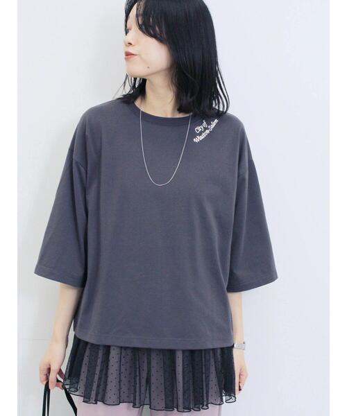 Samansa Mos2 blue（サマンサモスモスブルー）の「ペプラムロングタンクトップ（Tシャツ/カットソー・レディース・ブラック/オフホワイト/ホワイト・F）」の22枚目の写真