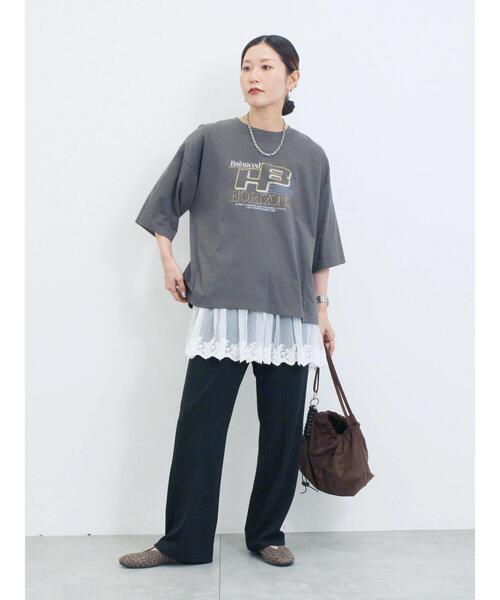 Samansa Mos2 blue（サマンサモスモスブルー）の「ペプラムロングタンクトップ（Tシャツ/カットソー・レディース・ブラック/オフホワイト/ホワイト・F）」の6枚目の写真