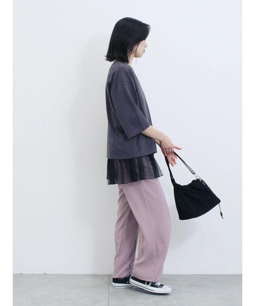 Samansa Mos2 blue（サマンサモスモスブルー）の「ペプラムロングタンクトップ（Tシャツ/カットソー・レディース・ブラック/オフホワイト/ホワイト・F）」の7枚目の写真