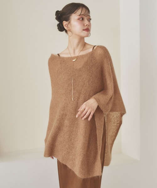LAULEN(ローレン)の「poncho satin dress set up /ポンチョ サテン ドレス セット アップ(セットアップ・レディース・ベージュ/パープル・FREE)」の6枚目の写真