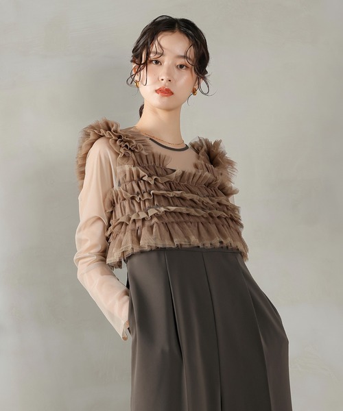 Kana(カナ)の「チュールビスチェ ワイドパンツ オールインワン ドレス 2点セット パーティー 結婚式 お呼ばれ オケージョン(パンツドレス・レディース・ブラウン/ブラック系その他2/ネイビー系1・M)」の17枚目の写真