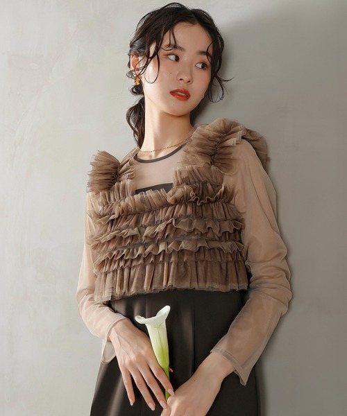 Kana(カナ)の「チュールビスチェ ワイドパンツ オールインワン ドレス 2点セット パーティー 結婚式 お呼ばれ オケージョン(パンツドレス・レディース・ブラウン/ブラック系その他2/ネイビー系1・M)」の16枚目の写真