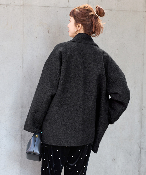 B.C STOCK（ベーセーストック）の「ブークレージャージ着流しコート（その他アウター・レディース・ベージュ/ブラック・FREE）」の8枚目の写真