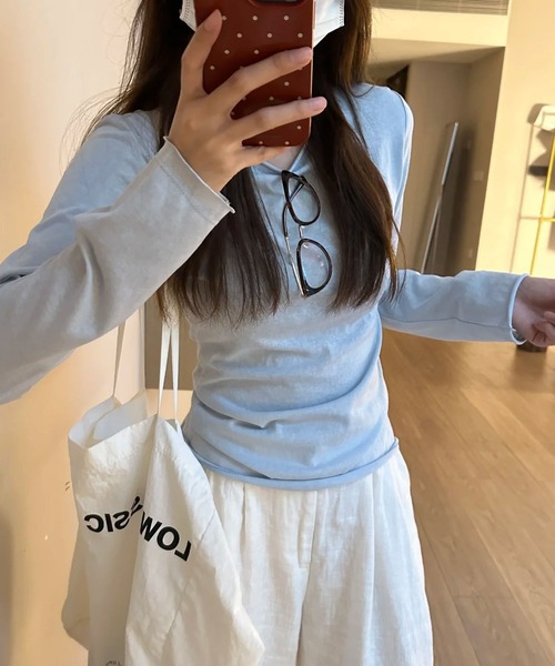 MAISON DE THERESE(メゾン ド テレーズ)の「まくり袖 ロンT(インナー用)(Tシャツ/カットソー・レディース・ホワイト/ブルー/グレー/ブラック/ピンク・M)」の16枚目の写真